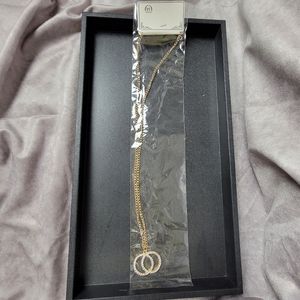 Long chain rinstone circles necklace